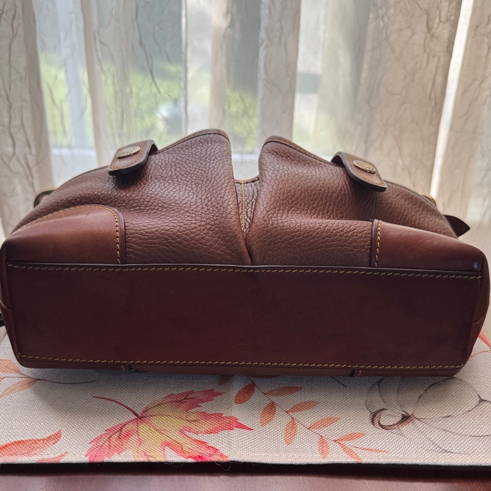 Vintage Dooney & Bourke Pebble Leather Satchel Shoulder Bag with Pockets - Picture 11 of 16
